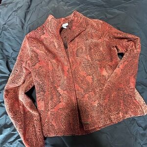 Dressbarn Large Rust Paisley Zip Jacket Blazer